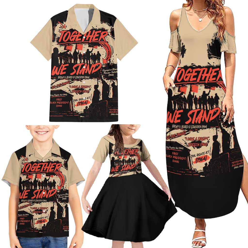 Together We Stand Family Matching Summer Maxi Dress and Hawaiian Shirt African American - Wonder Print Shop