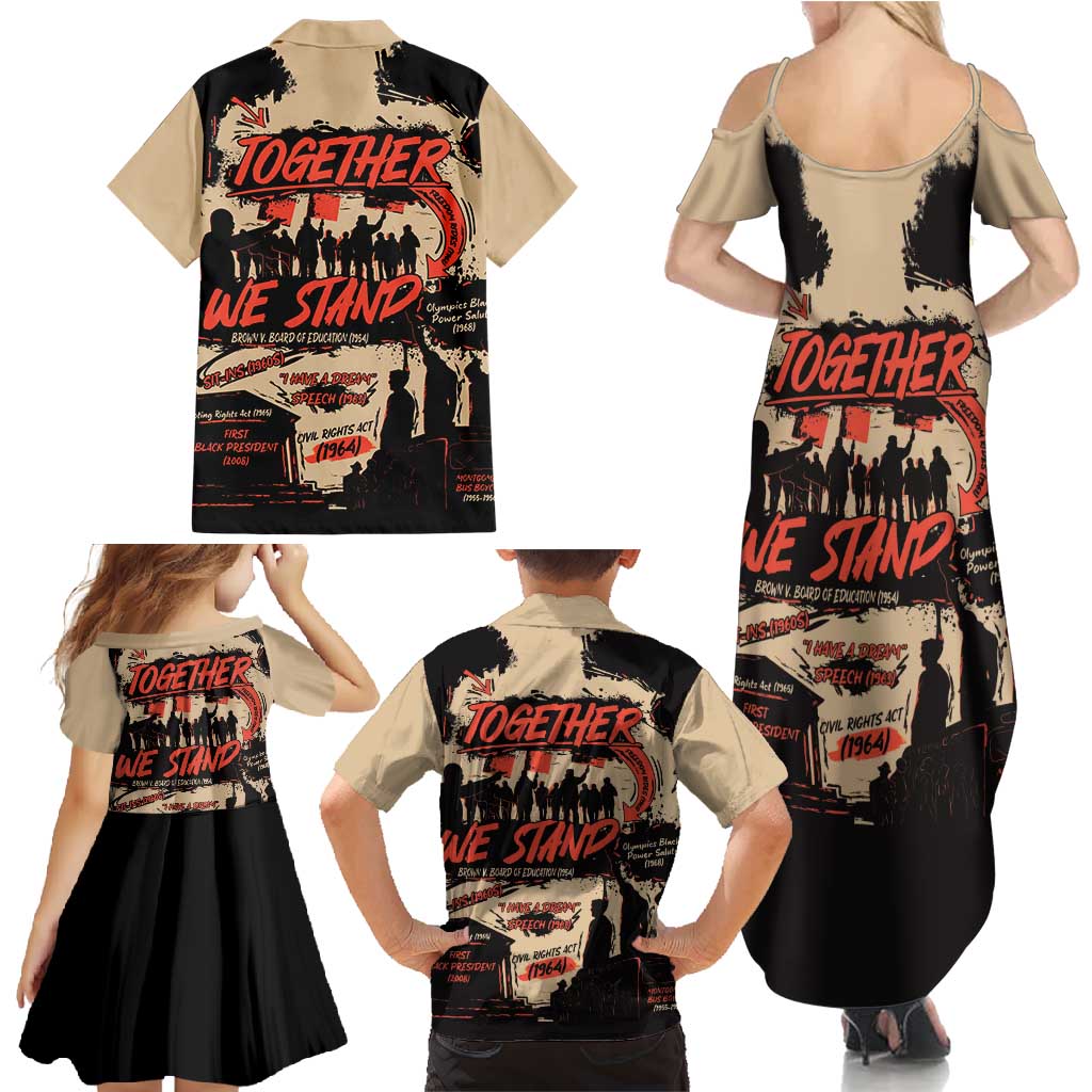 Together We Stand Family Matching Summer Maxi Dress and Hawaiian Shirt African American - Wonder Print Shop