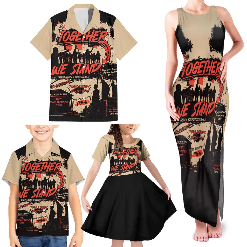 Together We Stand Family Matching Tank Maxi Dress and Hawaiian Shirt African American - Wonder Print Shop
