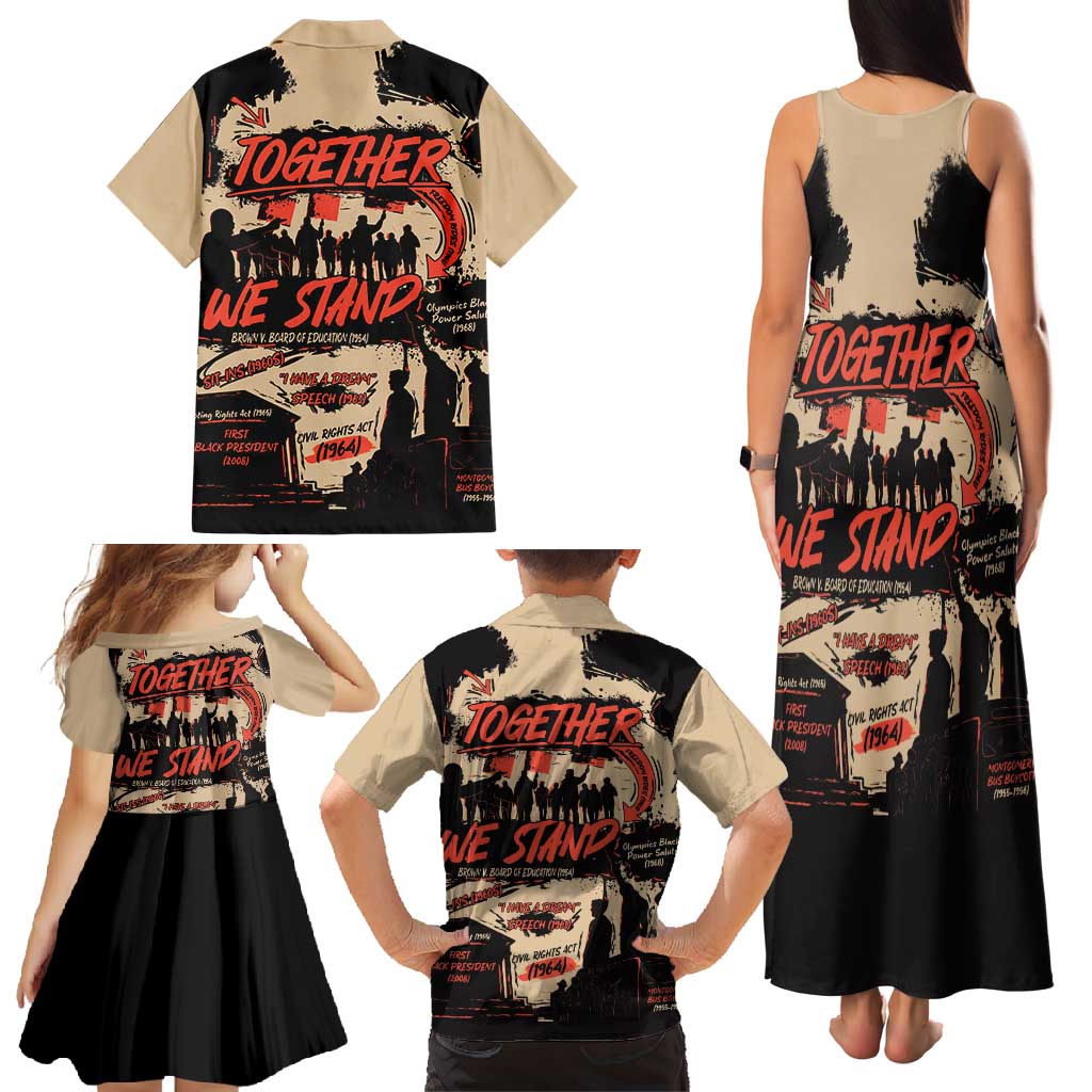 Together We Stand Family Matching Tank Maxi Dress and Hawaiian Shirt African American - Wonder Print Shop