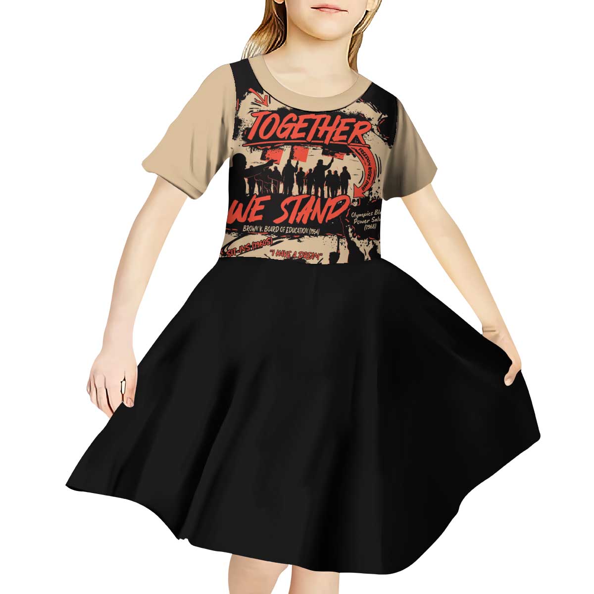 Together We Stand Kid Short Sleeve Dress African American - Wonder Print Shop