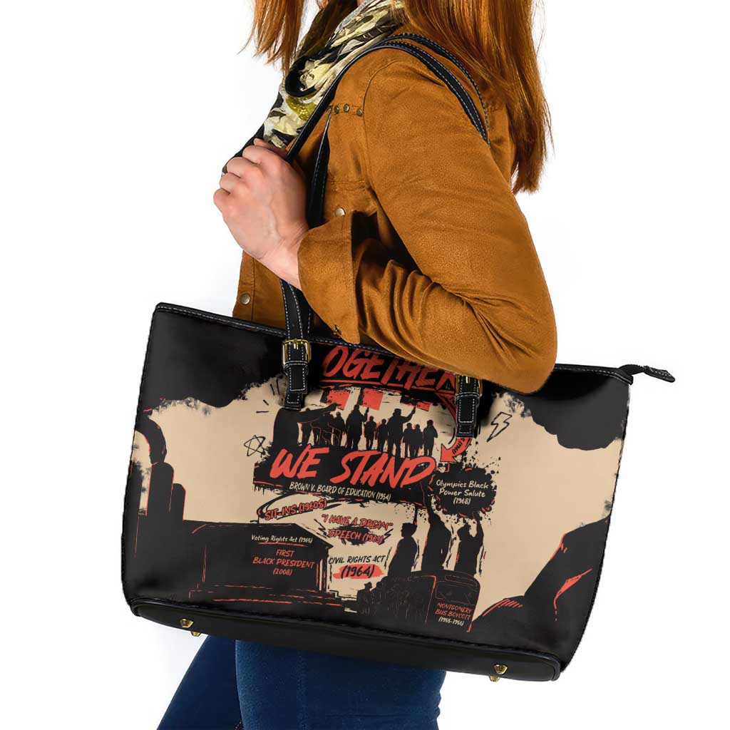 Together We Stand Leather Tote Bag African American - Wonder Print Shop