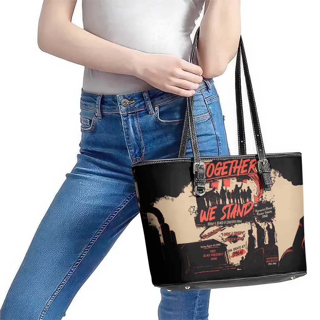 Together We Stand Leather Tote Bag African American - Wonder Print Shop