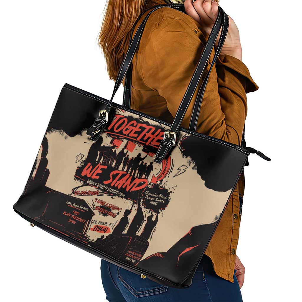 Together We Stand Leather Tote Bag African American - Wonder Print Shop
