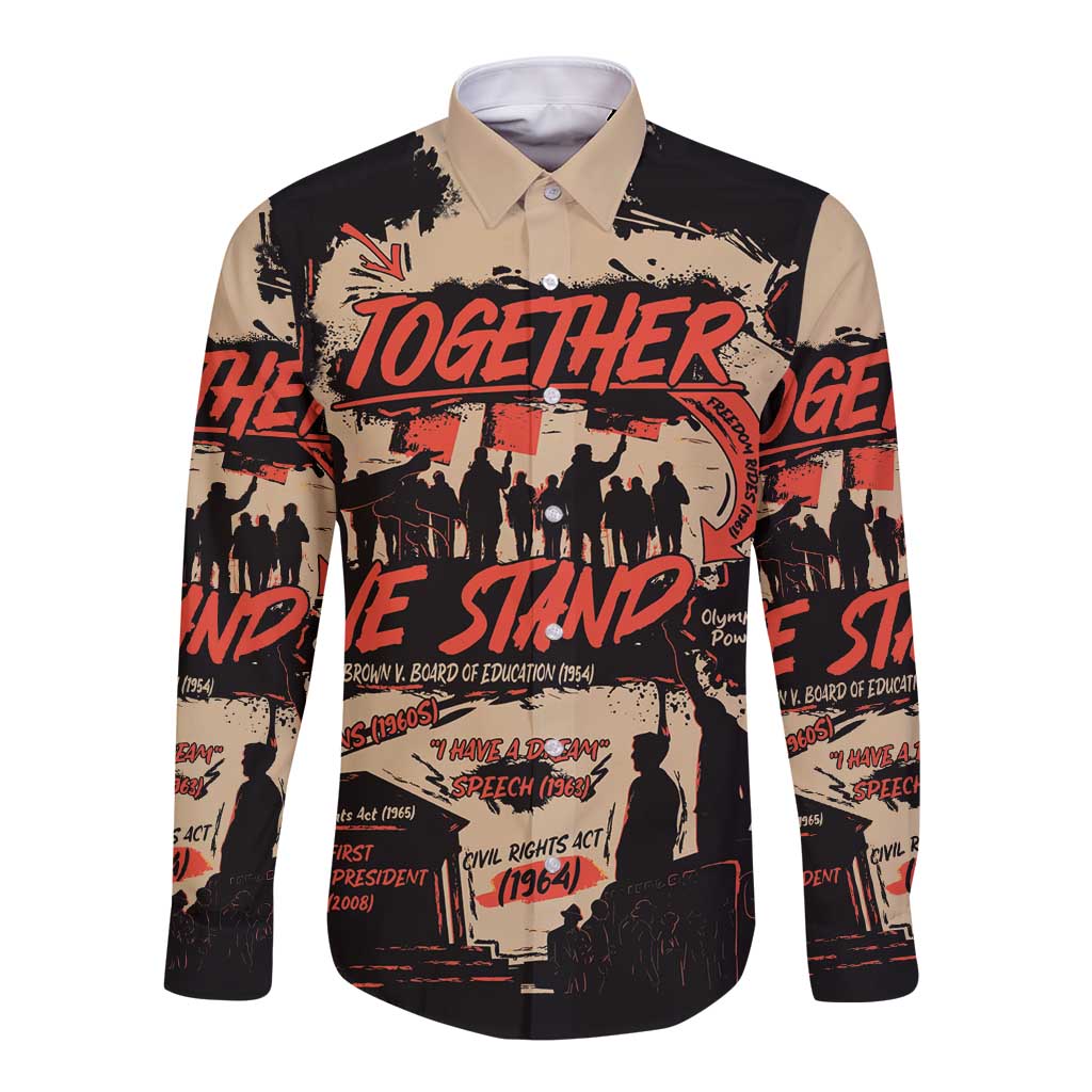 Together We Stand Long Sleeve Button Shirt African American - Wonder Print Shop