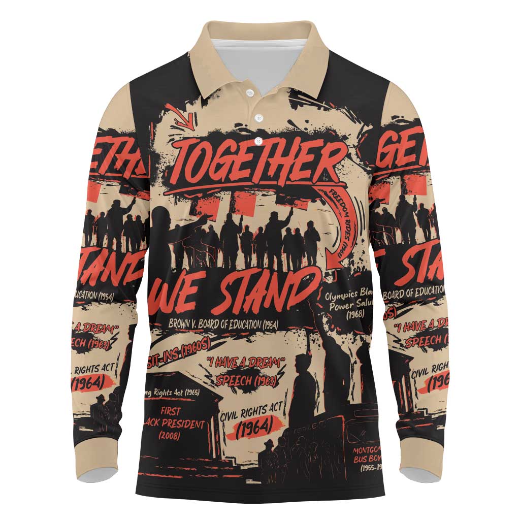 Together We Stand Long Sleeve Polo Shirt African American - Wonder Print Shop