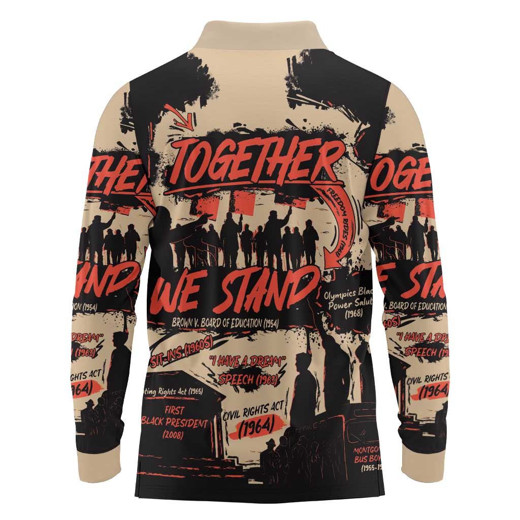 Together We Stand Long Sleeve Polo Shirt African American - Wonder Print Shop