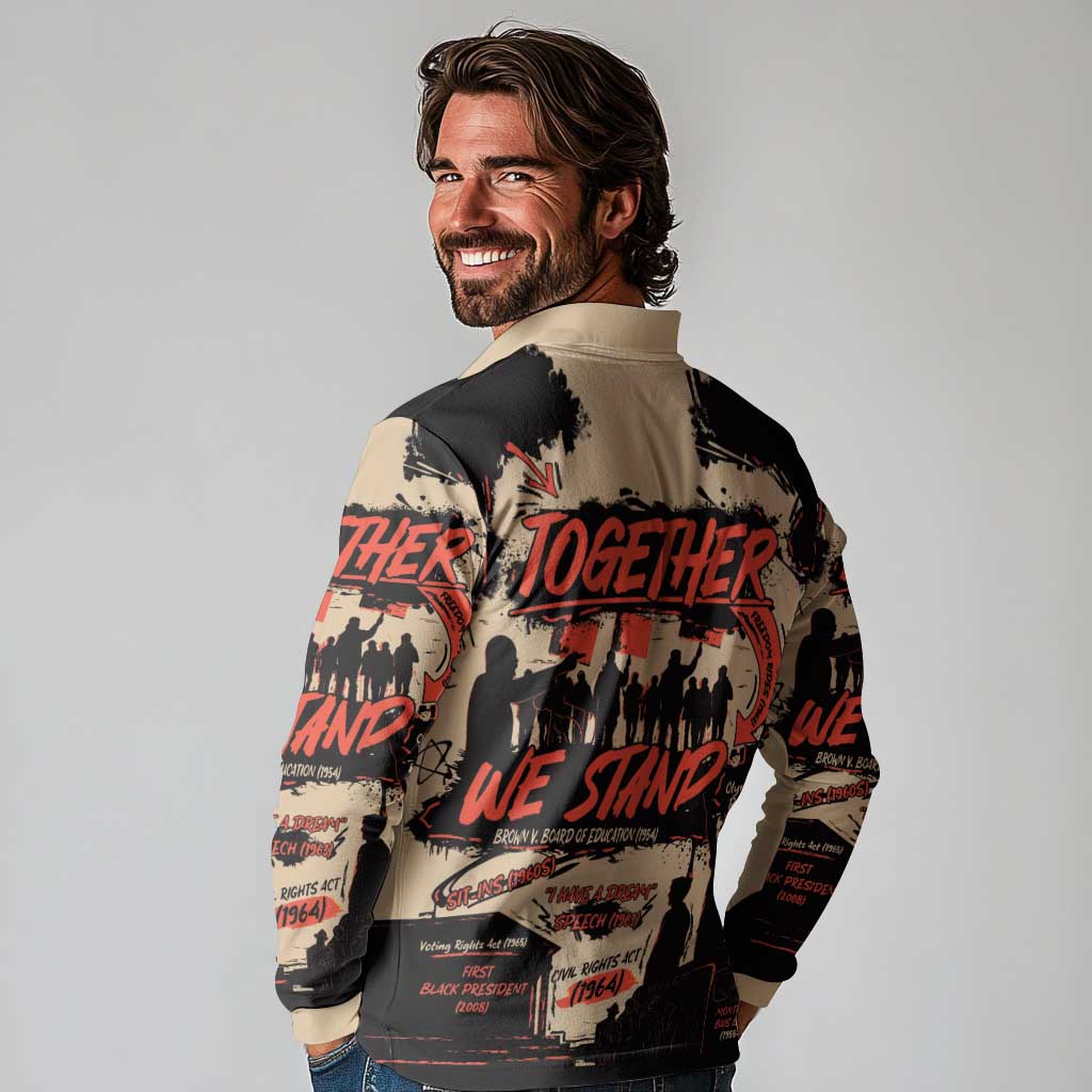 Together We Stand Long Sleeve Polo Shirt African American - Wonder Print Shop