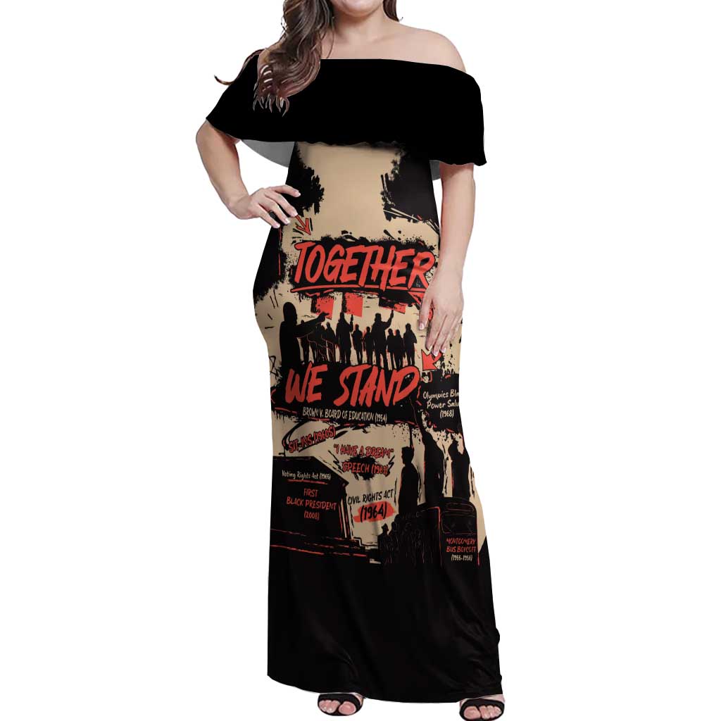 Together We Stand Off Shoulder Maxi Dress African American - Wonder Print Shop