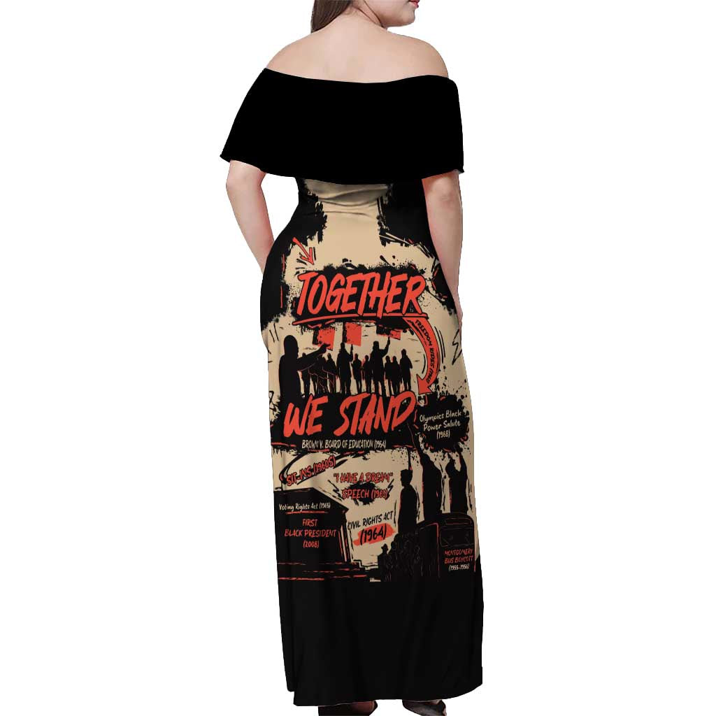 Together We Stand Off Shoulder Maxi Dress African American - Wonder Print Shop