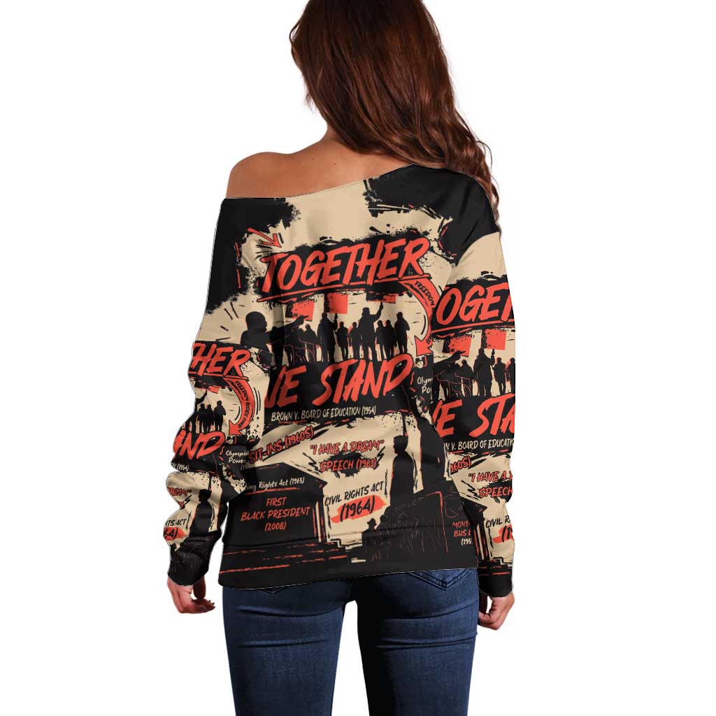 Together We Stand Off Shoulder Sweater African American - Wonder Print Shop