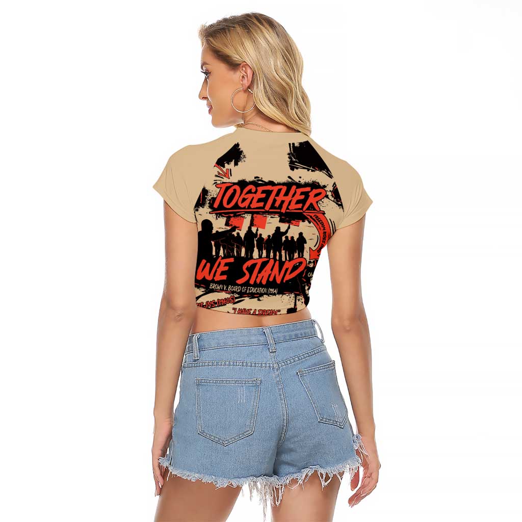 Together We Stand Raglan Cropped T Shirt African American - Wonder Print Shop