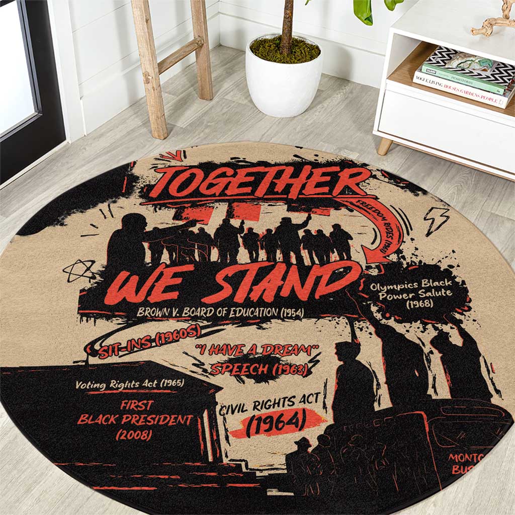 Together We Stand Round Carpet African American