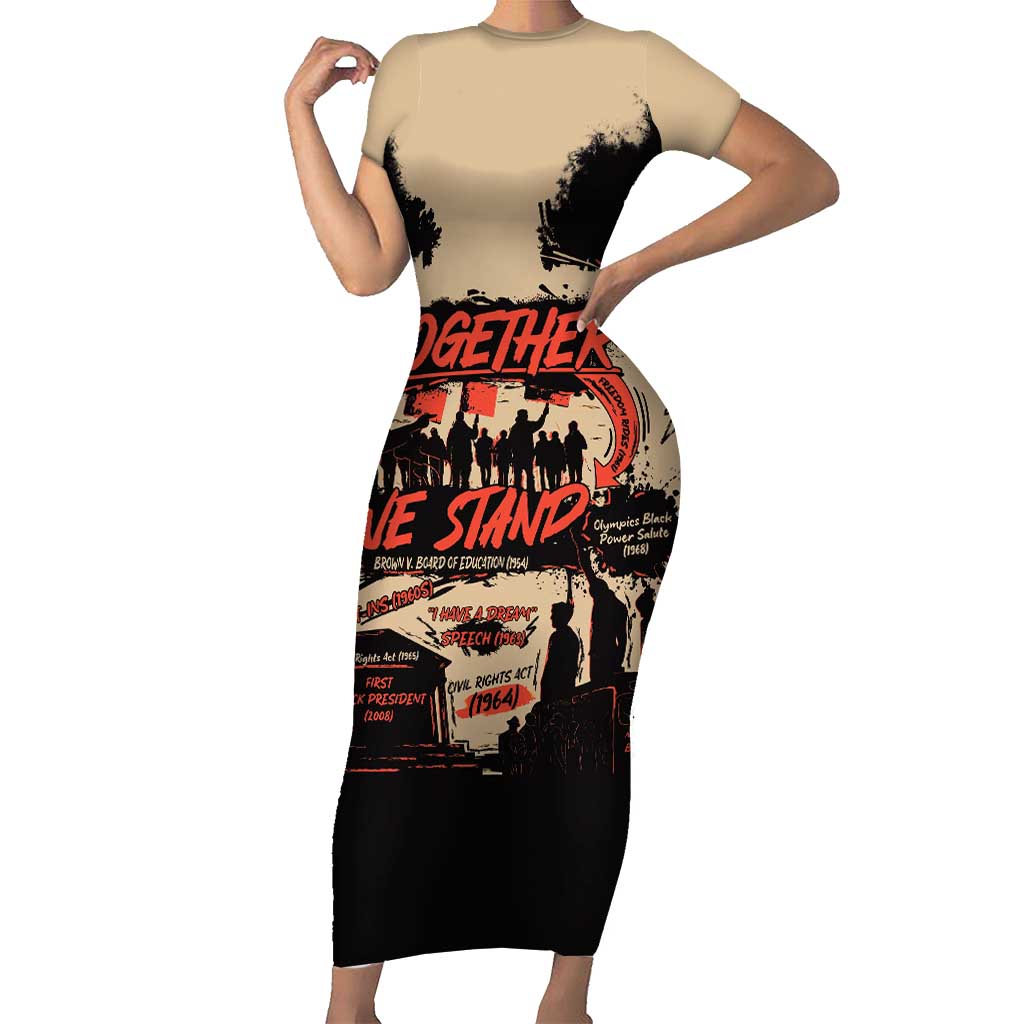 Together We Stand Short Sleeve Bodycon Dress African American - Wonder Print Shop