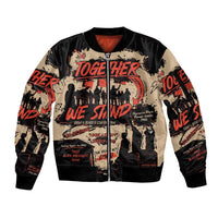 Together We Stand Sleeve Zip Bomber Jacket African American - Wonder Print Shop