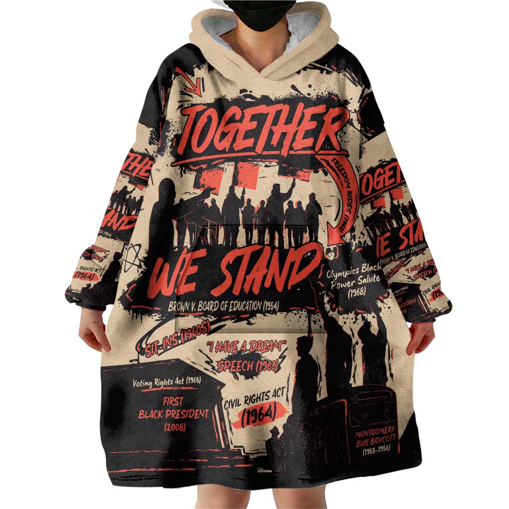 Together We Stand Wearable Blanket Hoodie African American - Wonder Print Shop