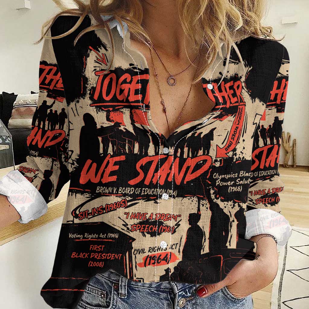 Together We Stand Women Casual Shirt African American - Wonder Print Shop