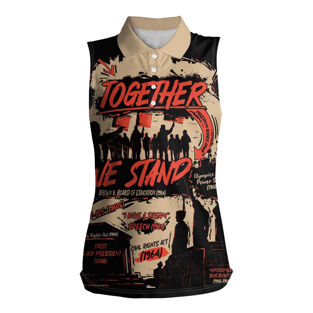 Together We Stand Women Sleeveless Polo Shirt African American - Wonder Print Shop