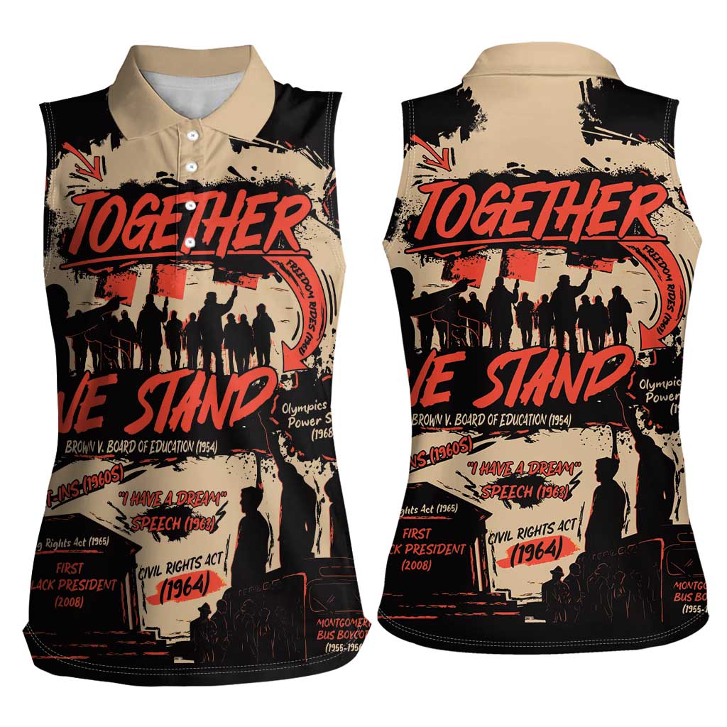 Together We Stand Women Sleeveless Polo Shirt African American - Wonder Print Shop