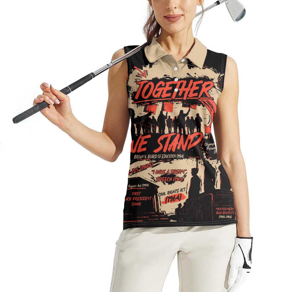 Together We Stand Women Sleeveless Polo Shirt African American - Wonder Print Shop