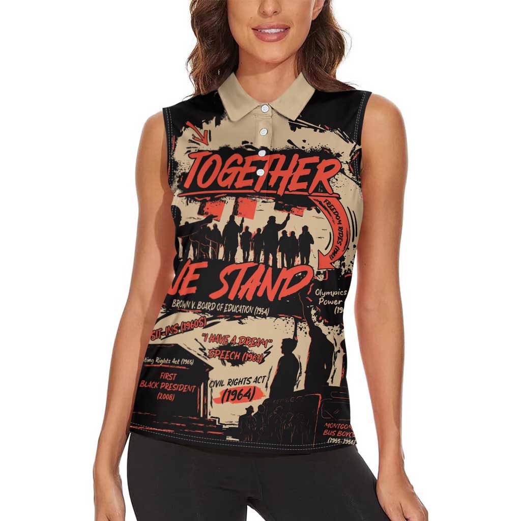 Together We Stand Women Sleeveless Polo Shirt African American - Wonder Print Shop