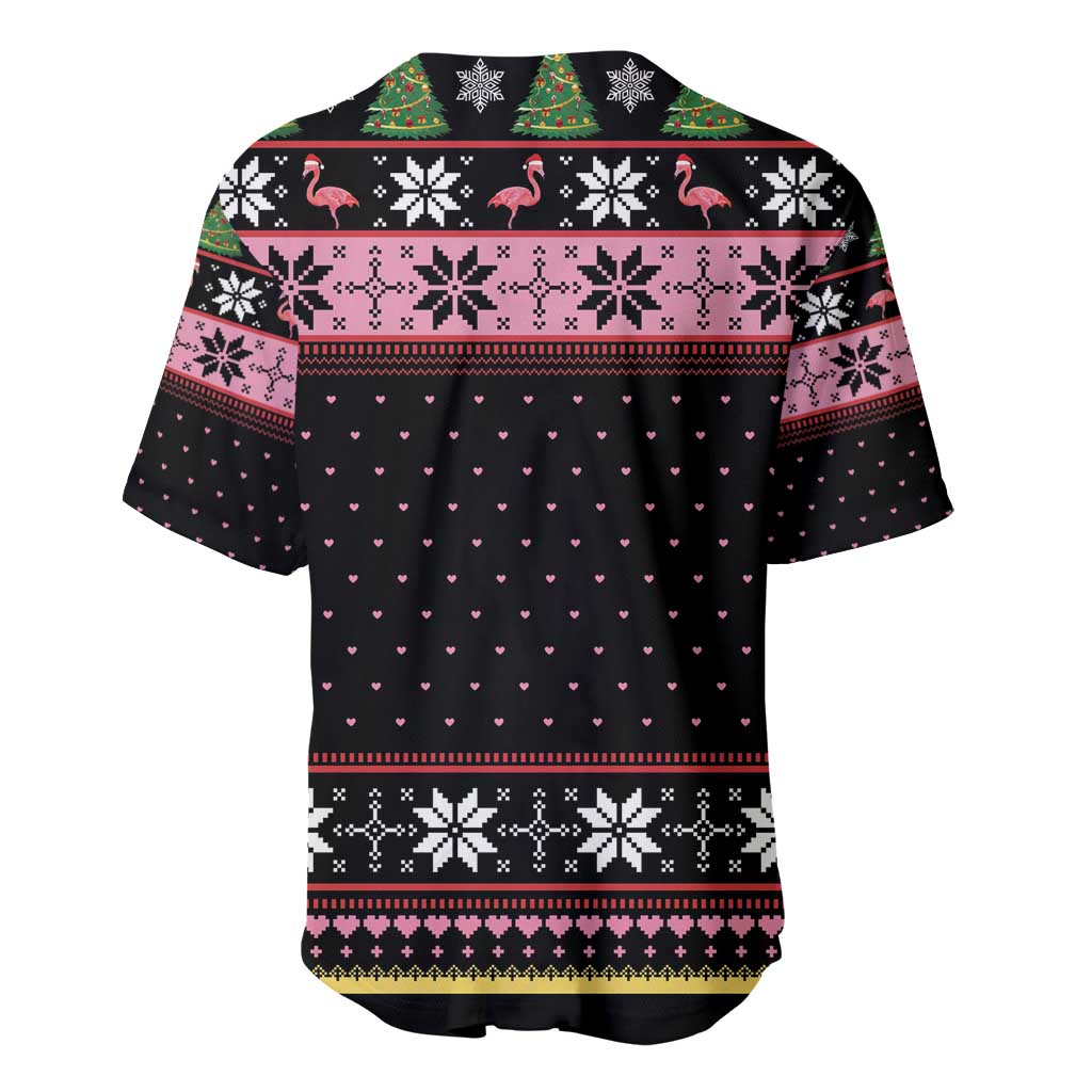 Flamingo Make Me Happy Christmas Tree Baseball Jersey Human Make My Head Hurt - Wonder Print Shop