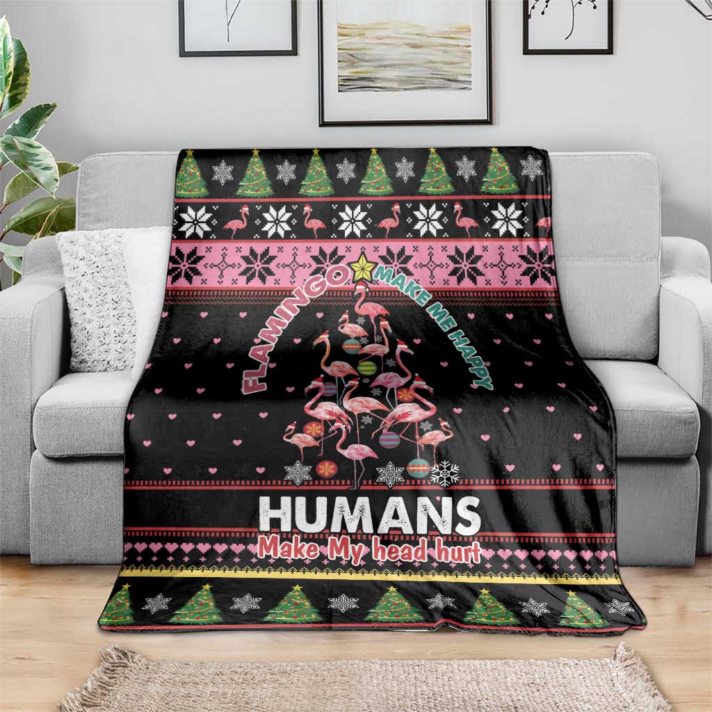 Flamingo Make Me Happy Christmas Tree Blanket Human Make My Head Hurt