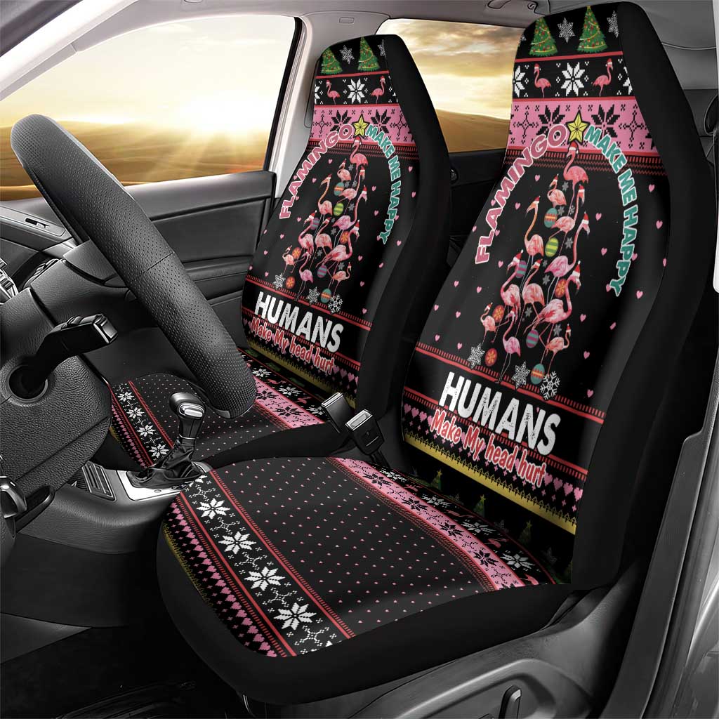 Flamingo Make Me Happy Christmas Tree Car Seat Cover Human Make My Head Hurt - Wonder Print Shop