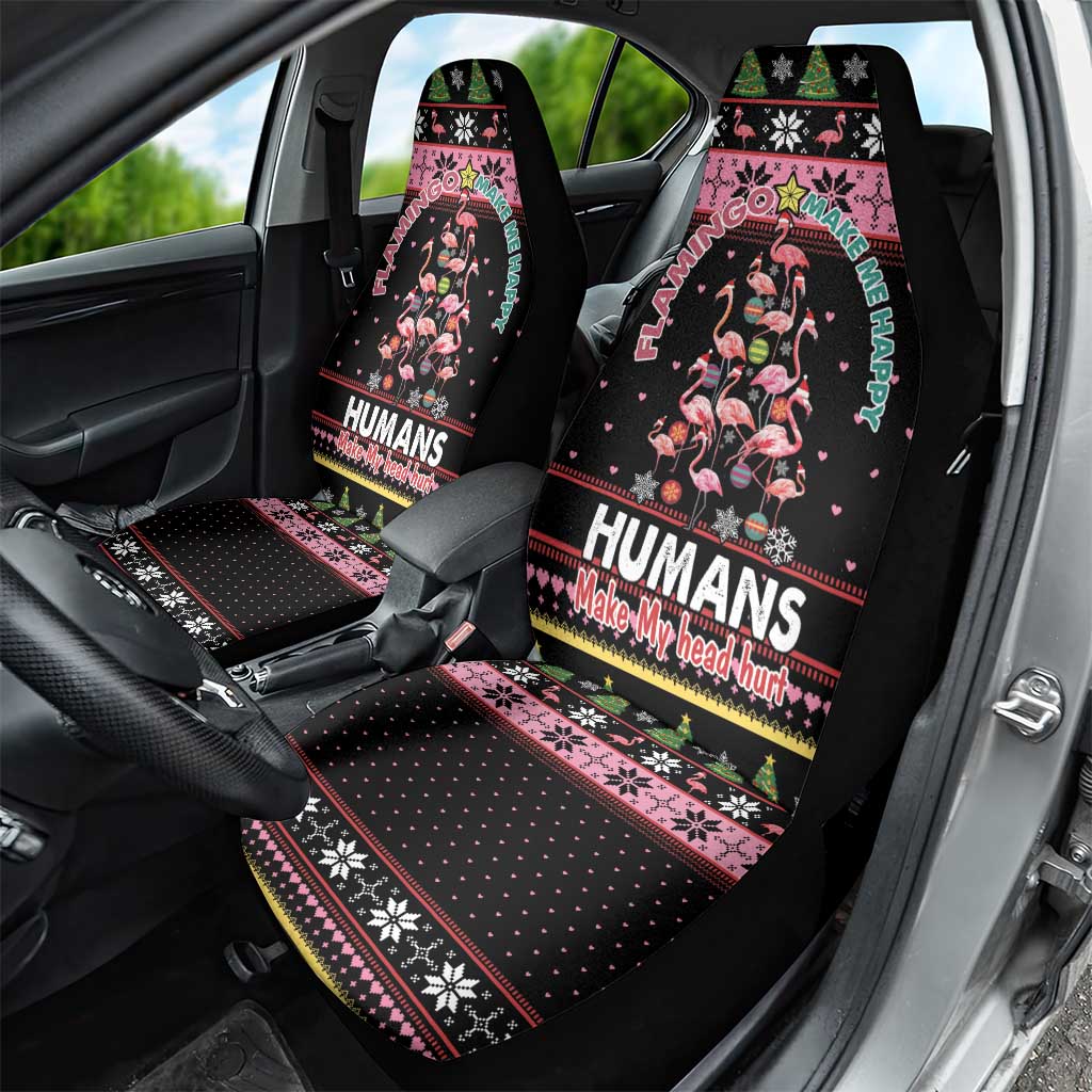 Flamingo Make Me Happy Christmas Tree Car Seat Cover Human Make My Head Hurt - Wonder Print Shop