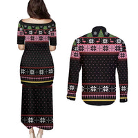 Flamingo Make Me Happy Christmas Tree Couples Matching Puletasi and Long Sleeve Button Shirt Human Make My Head Hurt - Wonder Print Shop