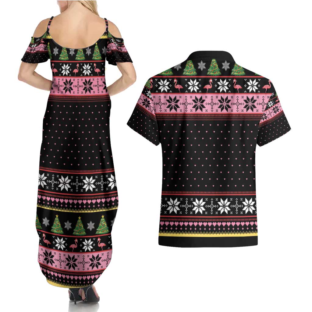 Flamingo Make Me Happy Christmas Tree Couples Matching Summer Maxi Dress and Hawaiian Shirt Human Make My Head Hurt - Wonder Print Shop