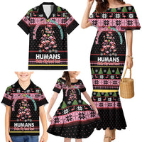 Flamingo Make Me Happy Christmas Tree Family Matching Mermaid Dress and Hawaiian Shirt Human Make My Head Hurt - Wonder Print Shop
