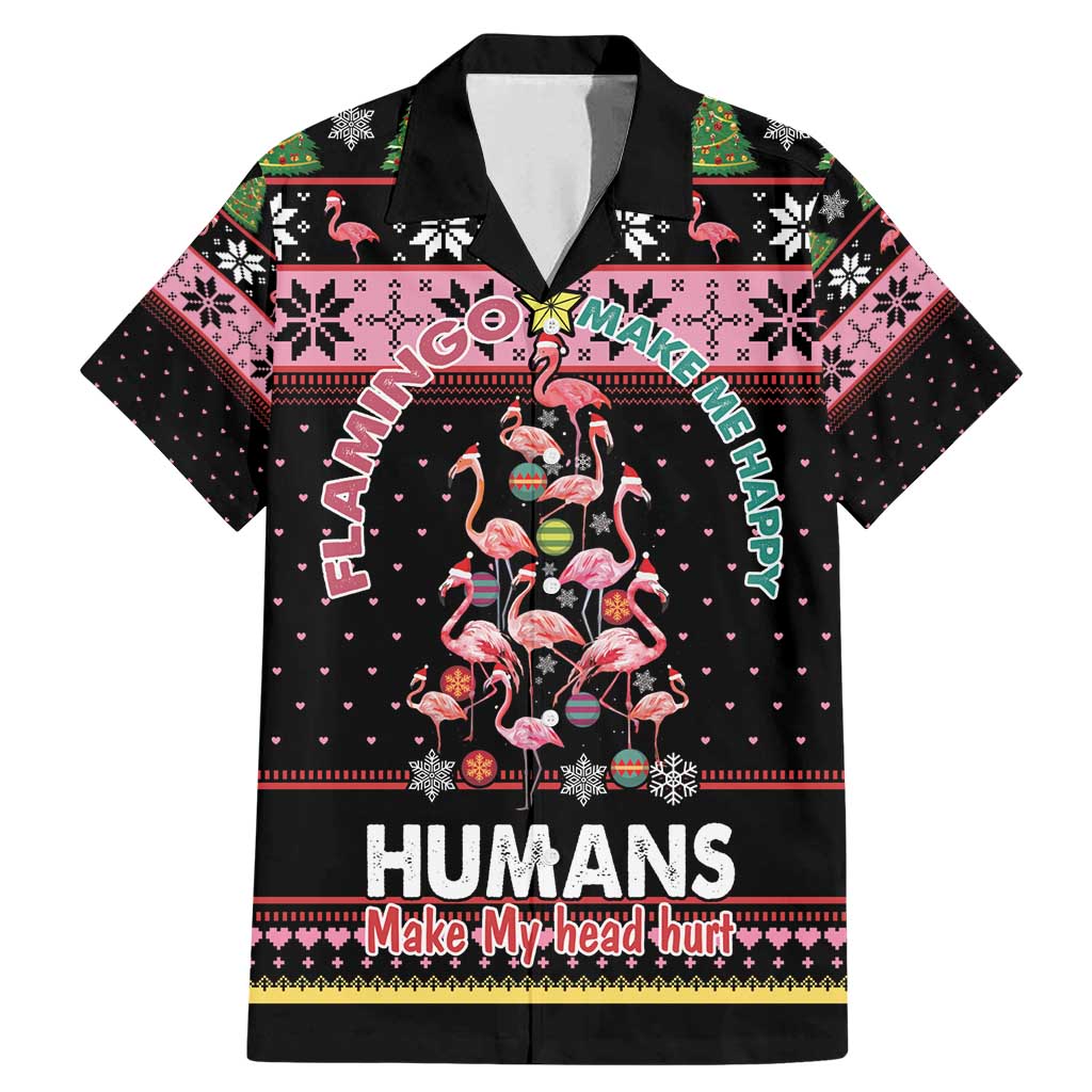 Flamingo Make Me Happy Christmas Tree Family Matching Mermaid Dress and Hawaiian Shirt Human Make My Head Hurt - Wonder Print Shop