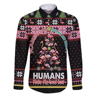 Flamingo Make Me Happy Christmas Tree Family Matching Mermaid Dress and Hawaiian Shirt Human Make My Head Hurt - Wonder Print Shop