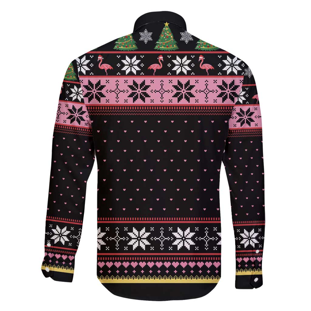 Flamingo Make Me Happy Christmas Tree Family Matching Off Shoulder Short Dress and Hawaiian Shirt Human Make My Head Hurt - Wonder Print Shop