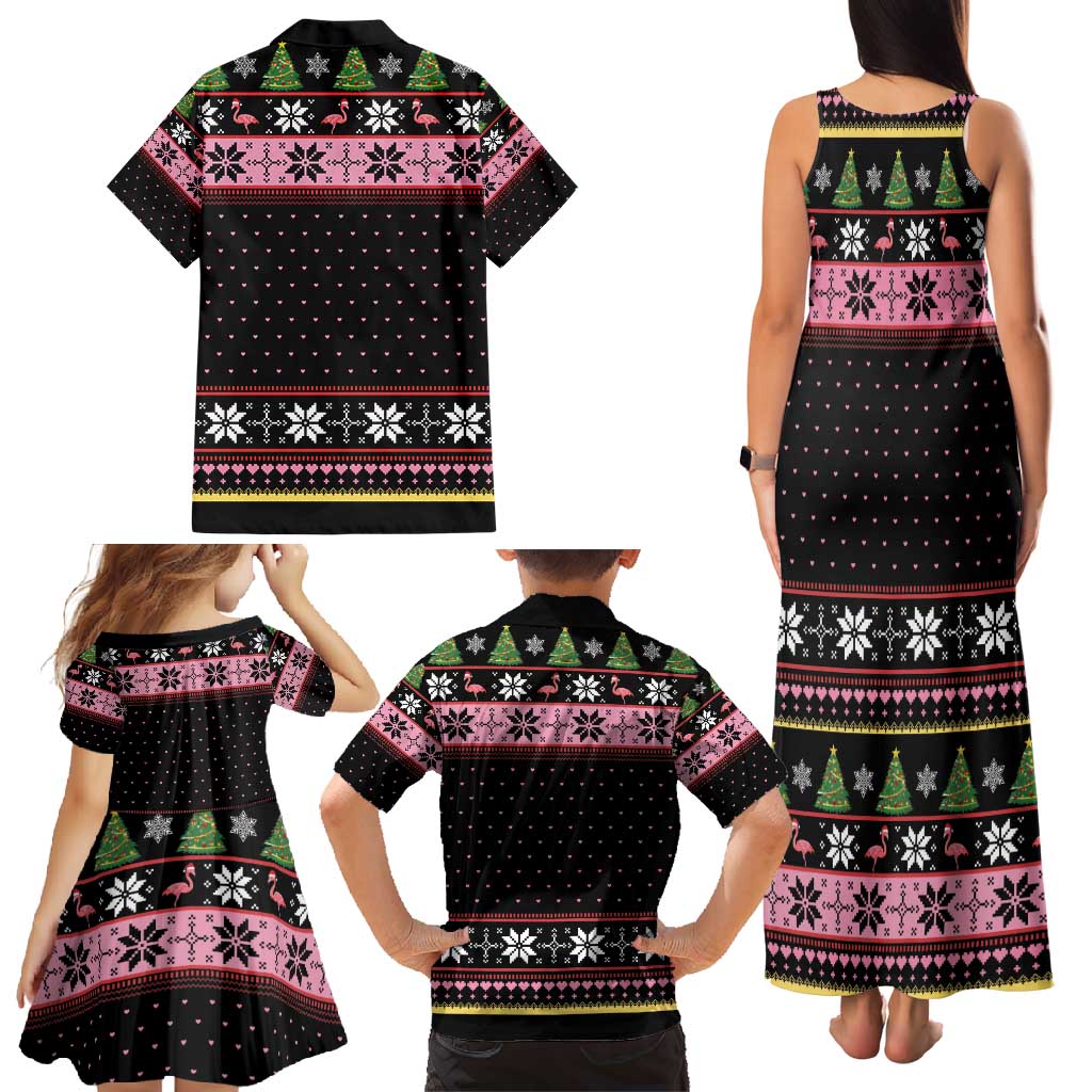 Flamingo Make Me Happy Christmas Tree Family Matching Tank Maxi Dress and Hawaiian Shirt Human Make My Head Hurt - Wonder Print Shop