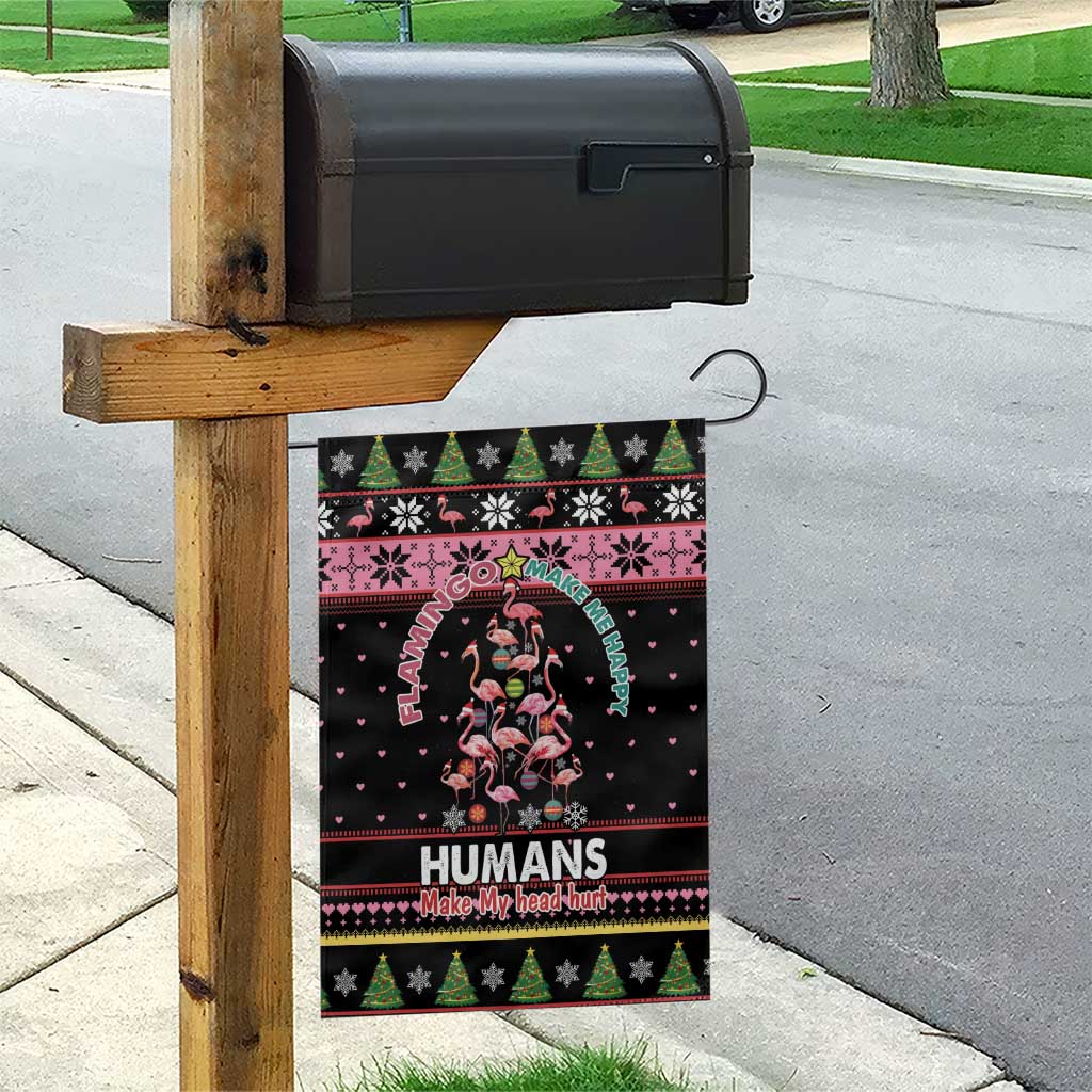 Flamingo Make Me Happy Christmas Tree Garden Flag Human Make My Head Hurt - Wonder Print Shop