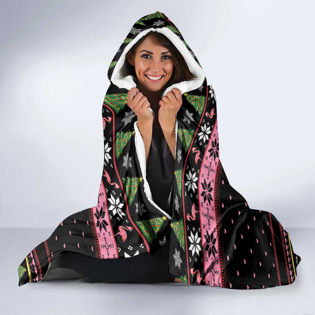 Flamingo Make Me Happy Christmas Tree Hooded Blanket Human Make My Head Hurt