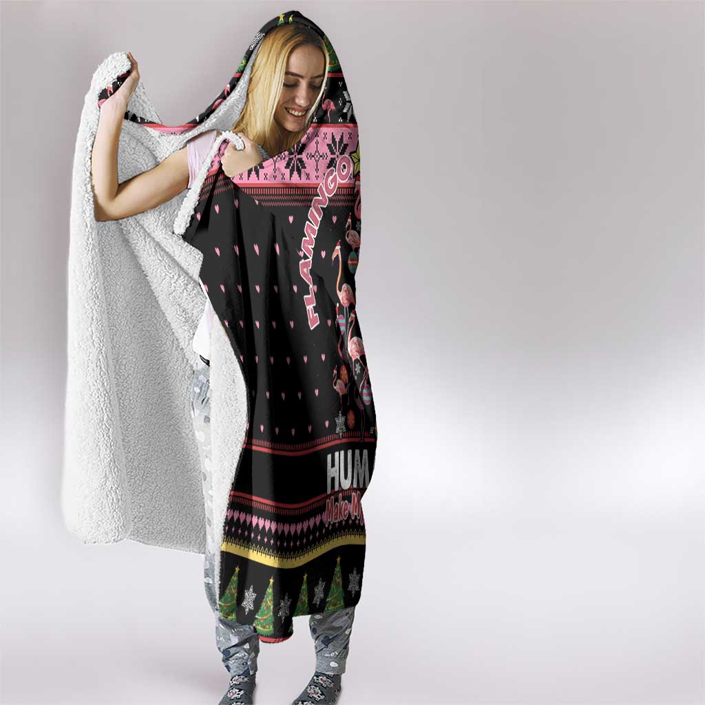 Flamingo Make Me Happy Christmas Tree Hooded Blanket Human Make My Head Hurt