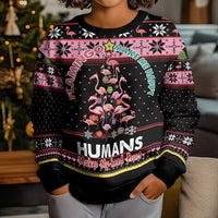Flamingo Make Me Happy Christmas Tree Kid Ugly Christmas Sweater Human Make My Head Hurt - Wonder Print Shop