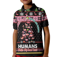 Flamingo Make Me Happy Christmas Tree Kid Polo Shirt Human Make My Head Hurt - Wonder Print Shop