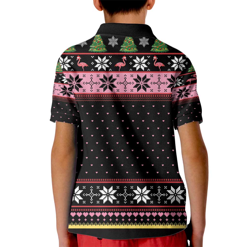 Flamingo Make Me Happy Christmas Tree Kid Polo Shirt Human Make My Head Hurt - Wonder Print Shop