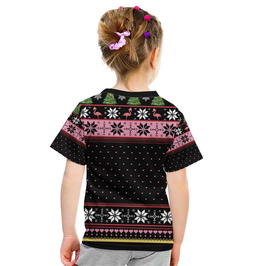 Flamingo Make Me Happy Christmas Tree Kid T Shirt Human Make My Head Hurt - Wonder Print Shop