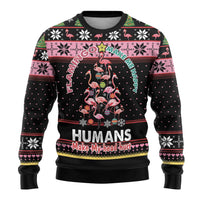 Flamingo Make Me Happy Christmas Tree Ugly Christmas Sweater Human Make My Head Hurt - Wonder Print Shop