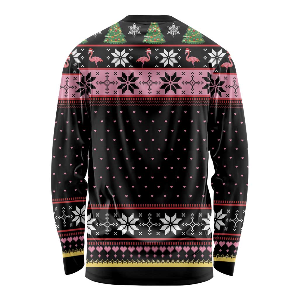 Flamingo Make Me Happy Christmas Tree Long Sleeve Shirt Human Make My Head Hurt - Wonder Print Shop