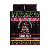 Flamingo Make Me Happy Christmas Tree Quilt Bed Set Human Make My Head Hurt - Wonder Print Shop