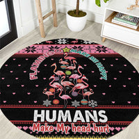 Flamingo Make Me Happy Christmas Tree Round Carpet Human Make My Head Hurt
