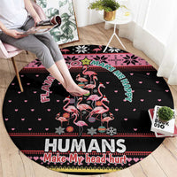 Flamingo Make Me Happy Christmas Tree Round Carpet Human Make My Head Hurt