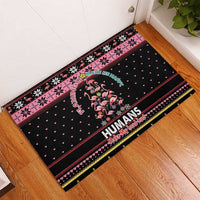 Flamingo Make Me Happy Christmas Tree Rubber Doormat Human Make My Head Hurt - Wonder Print Shop