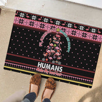 Flamingo Make Me Happy Christmas Tree Rubber Doormat Human Make My Head Hurt - Wonder Print Shop
